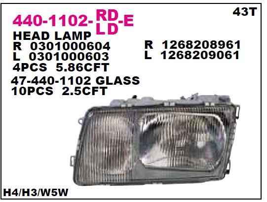 DEPO 4401102LLDE — FAR ( MERCEDES W126 SOL)