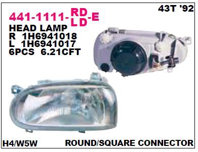DEPO 4411111LLDE — ÖN FAR SOL VOLKSWAGEN GOLF III 92-