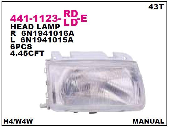 DEPO 4411123RLDE — SAĞ FAR VOLKSWAGEN POLO HB 95-00