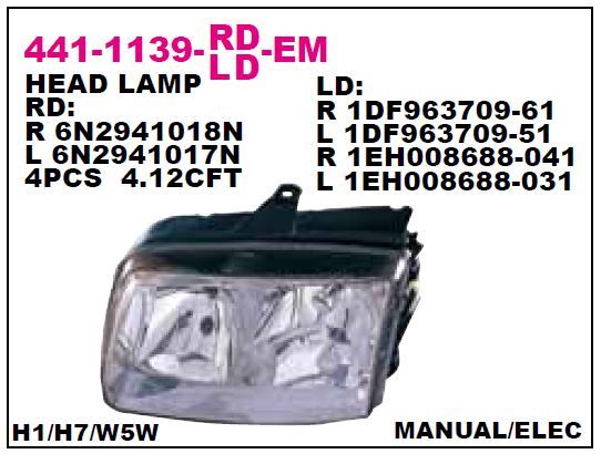 DEPO 4411139LLDEM — ÖN FAR SOL ELEKTRİKLİ VOLKSWAGEN POLO III 99-