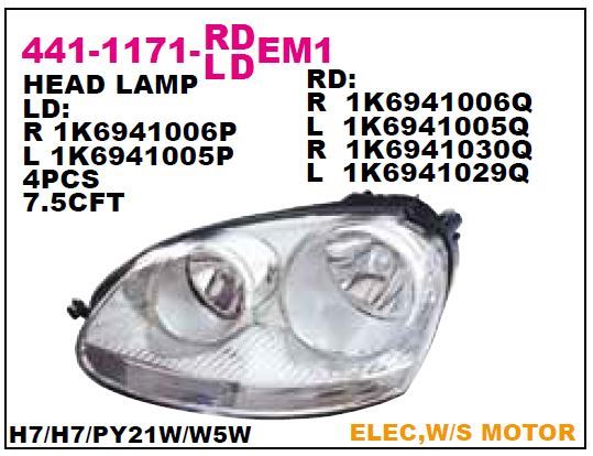 DEPO 4411171RLDEM1 — SAĞ FAR KROM TIP VW GOLF JETTA