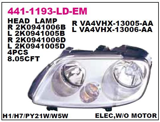 DEPO 4411193LLDEM — SOL FAR VOLKSWAGEN CADDY 04-11 TOURAN 03-06