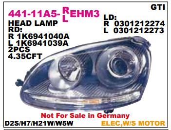 DEPO 44111A5RLEHM3 — SAĞ FAR XENON VW GOLF