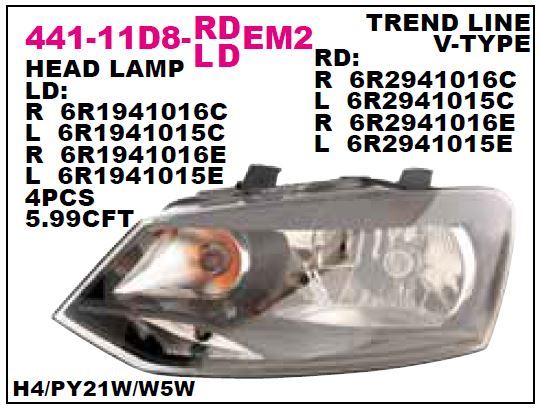 DEPO 44111D8LLDEM2 — ÖN FAR SOL SİYAH VOLKSWAGEN POLO VI 09- TRENDLINE