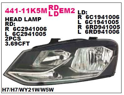 DEPO 44111K5RMLDEM2 — ÖN FAR SAĞ SİYAH VOLKSWAGEN POLO 14-