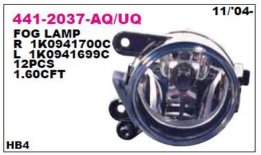 DEPO 4412037LUQ — SİS LAMBASI SOL VOLKSWAGEN GOLF V 04-07