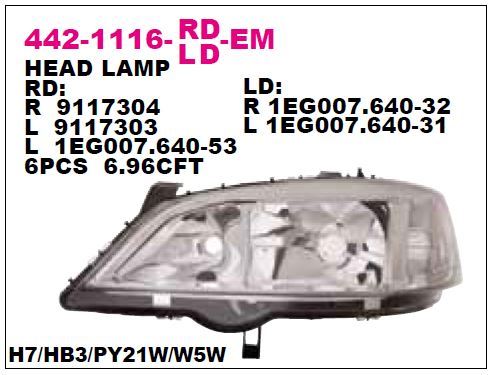 DEPO 4421116LLDEM — ÖN FAR SOL ELEKTRİKLİ OPEL ASTRA G 98-
