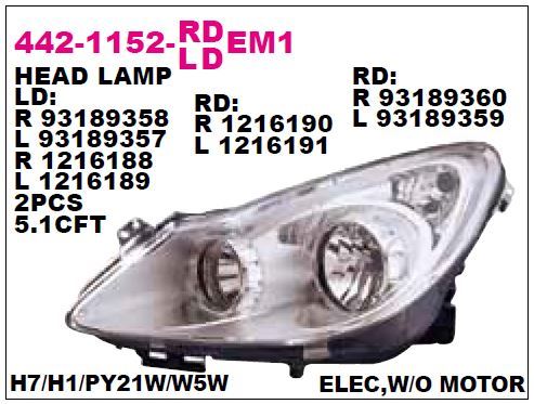 DEPO 4421152LLDEM1 — FAR SOL OPEL CORSA D 07-10 MAKYAJSIZ KROM