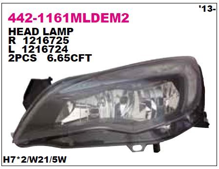 DEPO 4421161LMLDEM2 — FAR SOL SİYAH HALOJEN GÜNDÜZ SURUS MOTORU UZERINDE OPEL ASTRA J 13-20