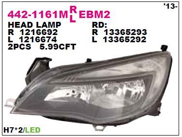DEPO 4421161RMLEBM2 — ÖN FAR SAĞ LEDLİ OPEL ASTRA J 13- GÜNDÜZ SURUS LAMBALI
