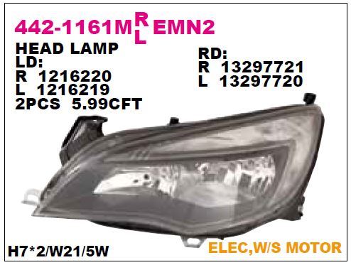 DEPO 4421161RMLEMN2 — ÖN FAR SAĞ SİYAH MOTORU UZERINDE OPEL ASTRA J 10-12