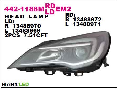 DEPO 4421188RMLDEM2 — FAR KOMPLE SAĞ OPEL ASTRA K HALOJEN TIP