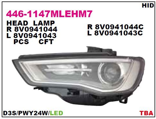 DEPO 4461147LMLDHEM — ÖN FAR SOL AUDI A3 3 / 5 KAPI LEDLİ
