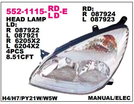 DEPO 5521115LLDE — ÖN FAR SOL CITROEN C5 01-04