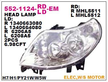 DEPO 5521124RLDEM — ÖN FAR SAĞ MOTORLU CITROEN BOXER / JUMPER / DUCATO 06- SARI SOKET