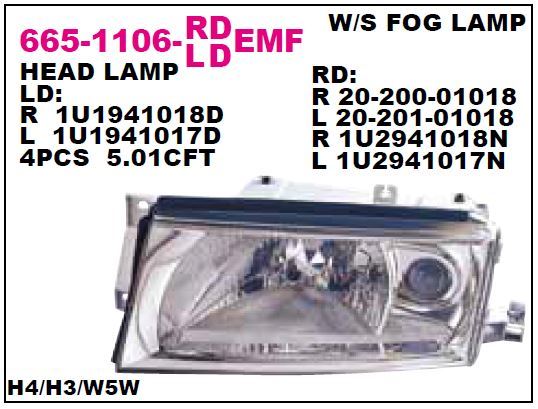 DEPO 6651106LLDEMF — ÖN FAR SOL SİSLİ SKODA OCTAVIA 01-11