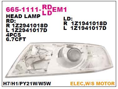 DEPO 6651111RLDEM — ÖN FAR SAĞ SKODA OCTAVIA 05- MOTORU UZERINDE
