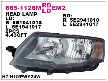 DEPO 6651126RMLDEM2 — ÖN FAR SAĞ SKODA OCTAVIA 13- SİYAH