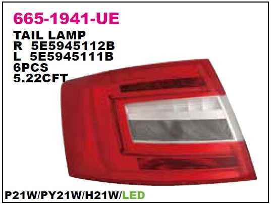 DEPO 6651941RUE — STOP LAMBASI OCTAVIA 18-21 LEDLİ SAĞ H21W