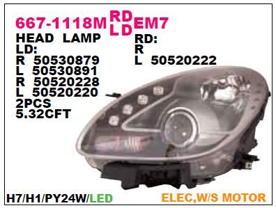 DEPO 6671118RMLDEM7 — ÖN FAR SAĞ MOTORU UZERINDE ALFA ROMEO GIULIETTA 10- LEDLİ