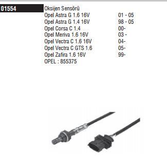 DODUCO 1554 — OKSİJEN SENSÖRÜ ( OPEL ASTRA G 1.4 1.6 16V 01-05/ CORSA C 1.4 00-/MERIVA/VECTRA C/ZAFIRA 99- )