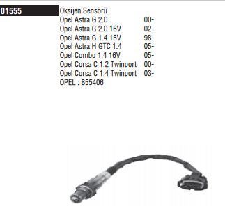 DODUCO 1555 — OKSİJEN SENSÖRÜ ASTRA G 2.0 16V 02 >-ASTRA H 1.4 05 >-COMBO 1.4 16V 05 >-CORSA C 1.2 00 >