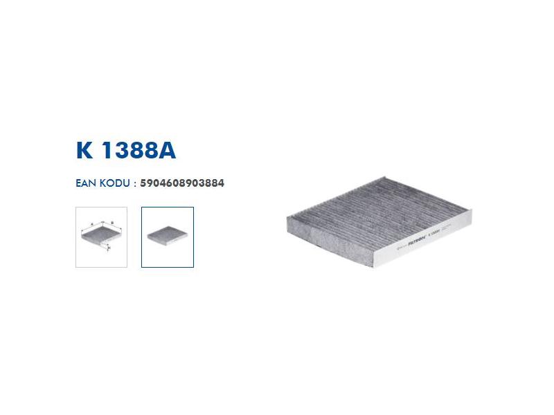 FILTRON K1388A — POLEN FİLTRESİ 253×220x30 KARBONLU VOLKSWAGEN POLO ARONA SEAT IBIZA V 17- / AUDI A1 GB -SEAT ARONA KJ