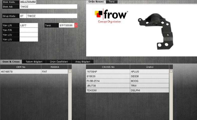 FROW 1621719002 — SALINCAK BURCU (ARKA SOL) FIAT DOBLO 2000-