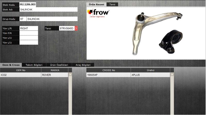 FROW 3921206003 — SALINCAK (SAĞ) ROVER 75 (ALÜMİNYUM BURÇ İLE KIT)