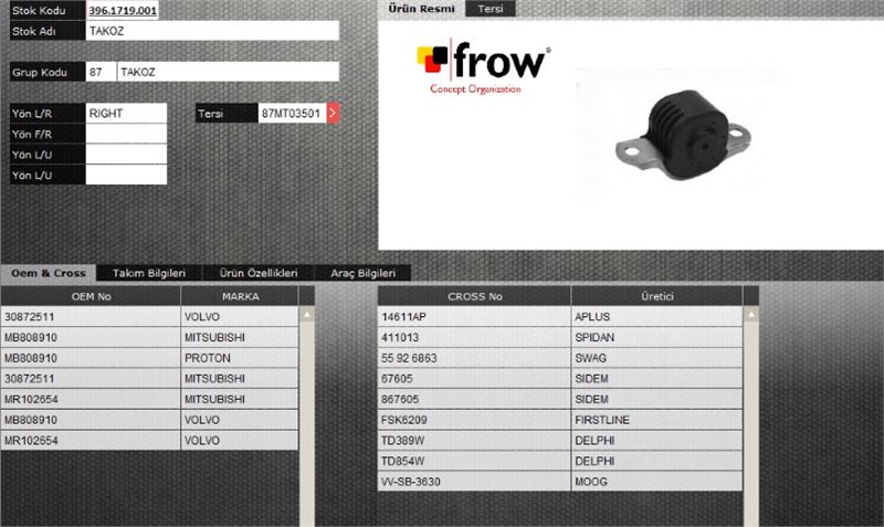 FROW 3961719001 — SALINCAK BURCU (SAG) VOLVO S40 V40