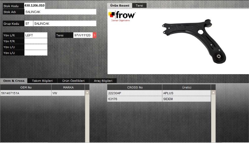 FROW 4301206010 — SALINCAK (SAĞ) VOLKSWAGEN PASSAT 10- (ROTİLSİZ)