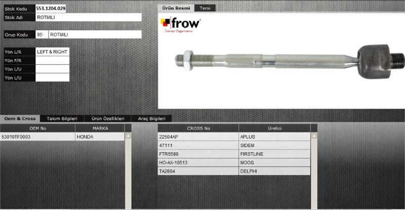 FROW 5531204029 — ROT MİLİ (ROT KOLU) HONDA INSIGHT JAZZ III 2008 -