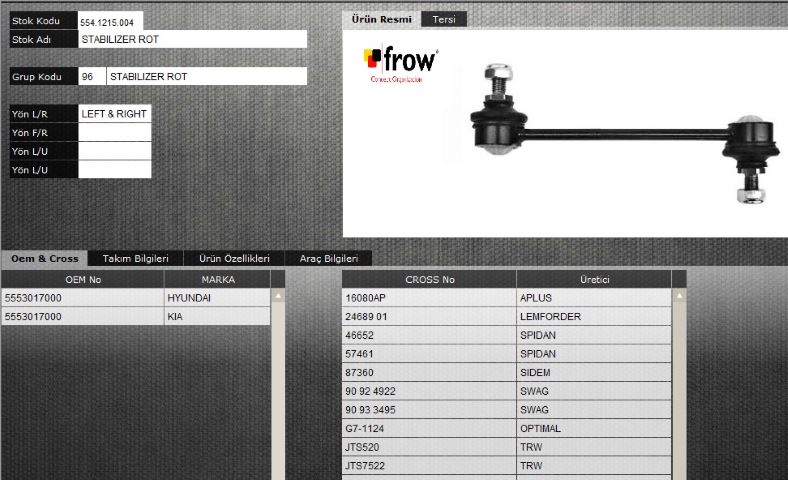 FROW 5541215004 — Z ROT (STABILIZER) (ARKA SAG SOL) HYUNDAI MATRIX 01 -