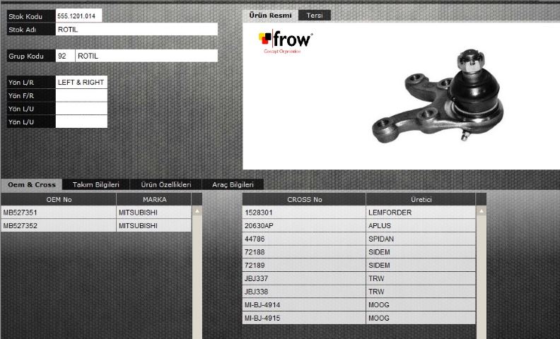 FROW 5551201014 — ROTİL (ALT SAĞ SOL) MITSUBISHI L300 78- 82