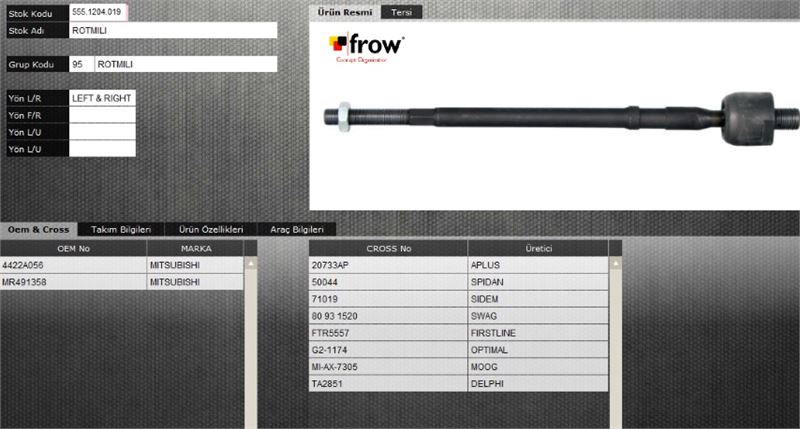 FROW 5551204019 — ROT MILI (ROT KOLU) MITSUBISHI LANCER 2003-