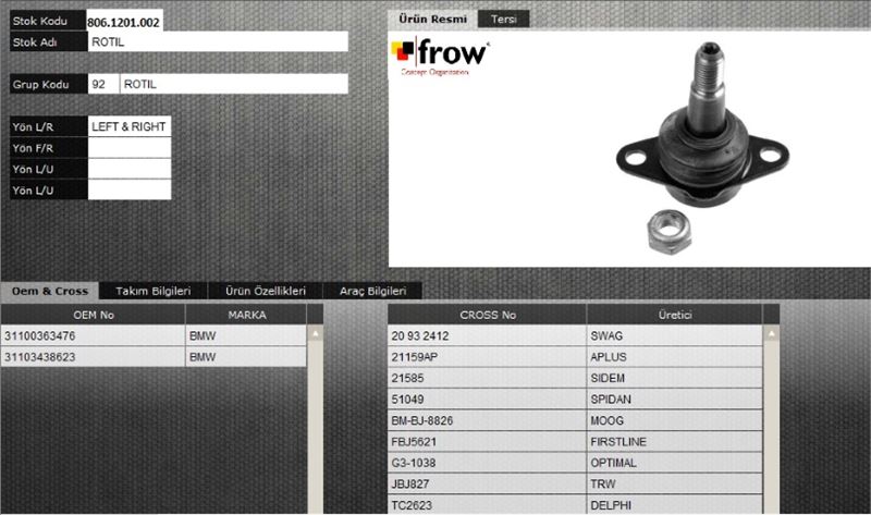 FROW 8061201002 — ROTIL (ALT SAG SOL) BMW X3 E82- 2.0d
