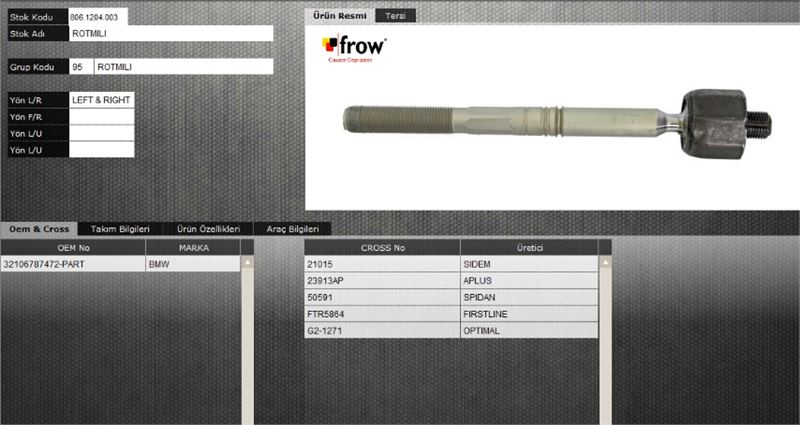 FROW 8061204003 — ROT MILI (ROT KOLU) BMW X3 (F25) BMW 2010 09