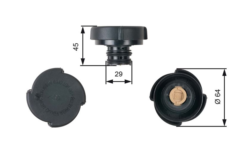 GATES RC204 — RADYATÖR KAPAĞI E30-E32-E34-E36-E38-E39-E46-F06-F07-F10-F11-F12-F13-E65-E66-F01-F02-X3 E83 -X3 E83 LCI-X5