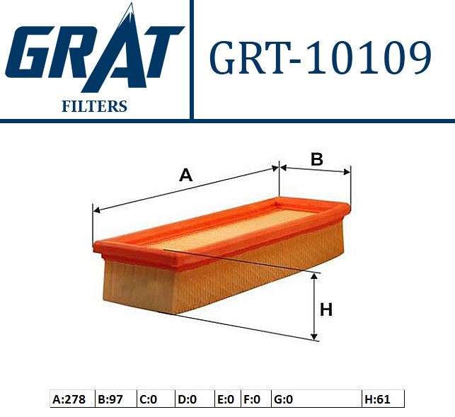 GRAT 10109 — HAVA FİLTRESİ (FIAT DOBLO ALBEA 500 FIORINO PUNTO PANDA 1.4 ALFA ROMEO MITO 1.4)