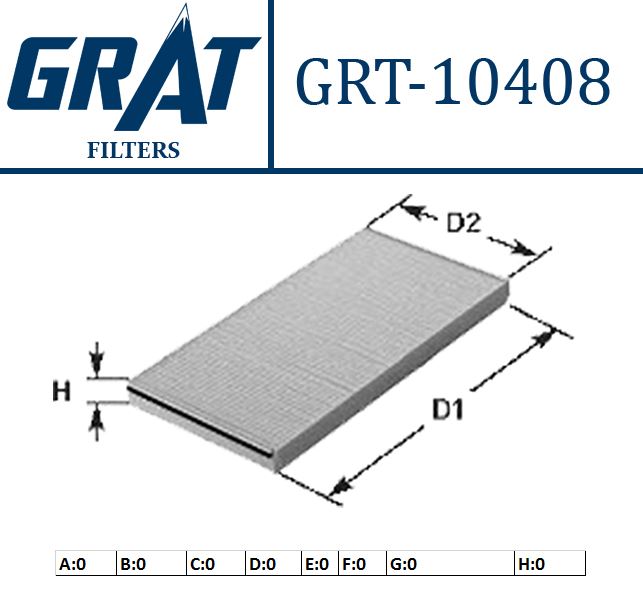 GRAT 10408 — KABIN FILTRESI ( FORD KA 1.3TDCI 2008- ) (FIAT PANDA 1.2 1.4 1.3D 1.3JTD 03-)