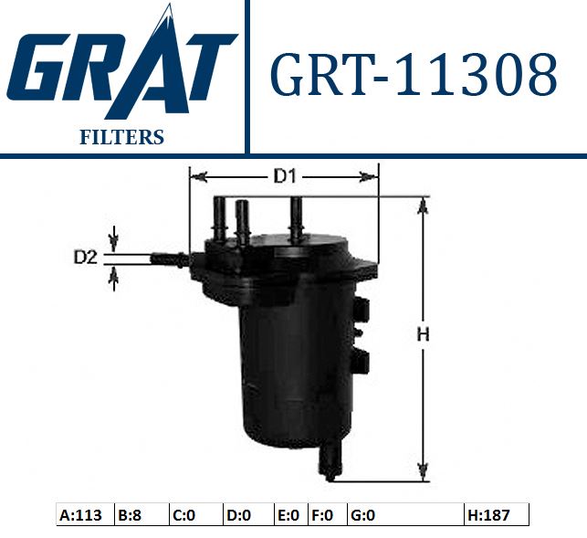 GRAT 11308 — MAZOT FİLTRESİ 80 100 BG MEGANE II SCENIC II 1.5 K9K