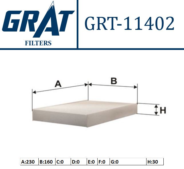 GRAT 11402 — KABİN FİLTRESİ ( RENAULT CLIO II-KANGOO-MEGANE I/ NISSAN KUBISTAR 03-)