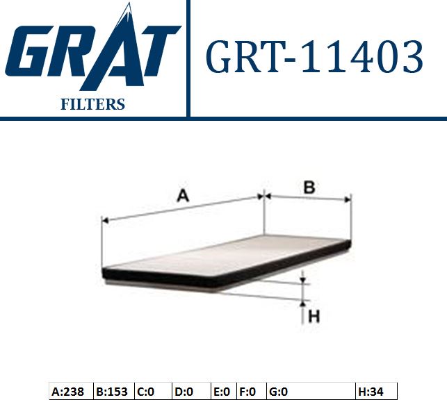 GRAT 11403 — KABİN FİLTRESİ ( RENAULT FLUENCE / NISSAN JUKE 1.5DCI 1.6 10- )