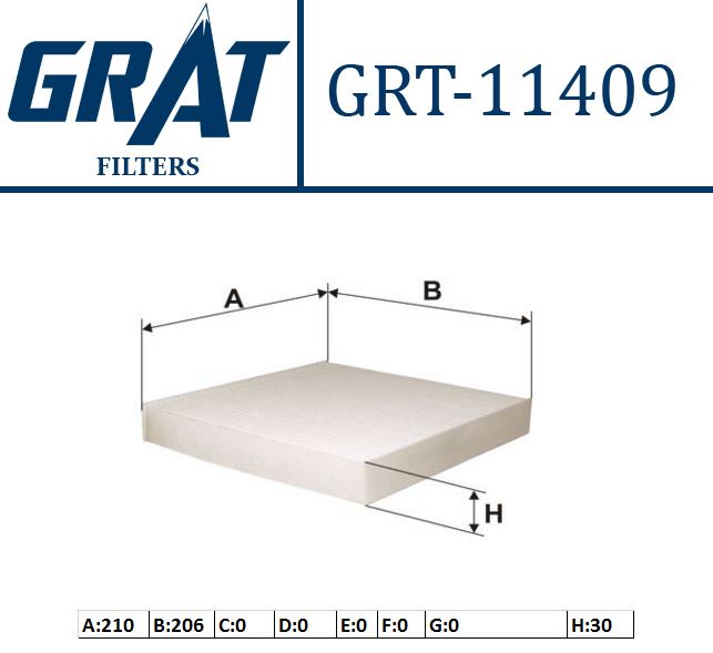 GRAT 11409 — KABİN FİLTRESİ ( RENAULT LAGUNA II 1.6 1.8 16V 1.9DCI 00- )