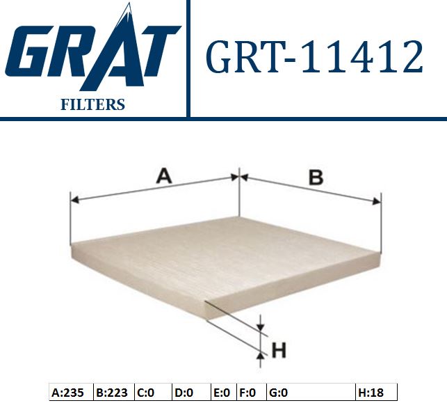 GRAT 11412 — KABİN FİLTRESİ (H 18) (RENAULT MEGANE SCENIC 97-99)