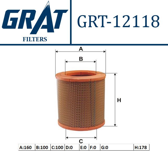 GRAT 12118 — HAVA FILTRESI KISA ( PEUGEOT BOXER/CITROEN JUMPER 2.5D 94-02)