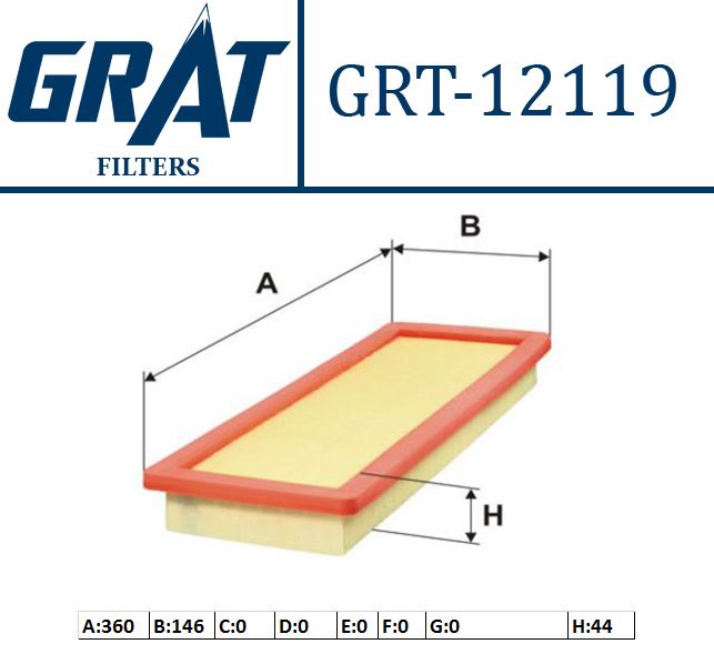 GRAT 12119 — HAVA FİLTRESİ ( PEUGEOT 308 1.6 16V 1.6GTI / CITROEN C4 C5 DS3 DS4 07-)