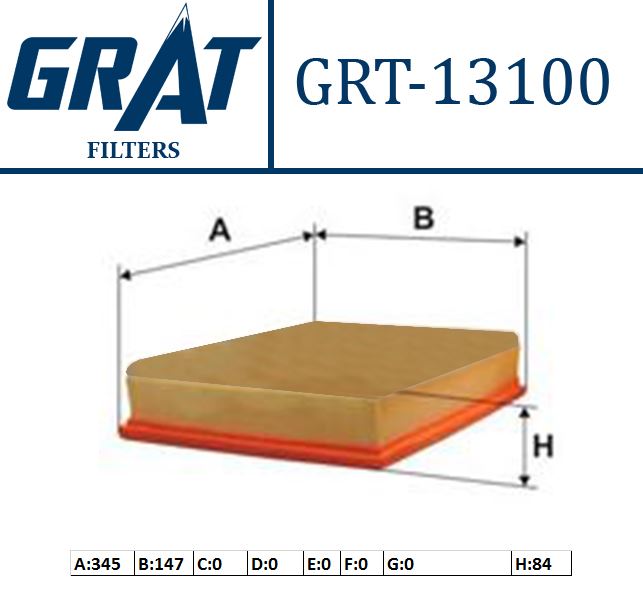 GRAT 13100 — HAVA FİLTRESİ - (CITROEN JUMPY 2.0 HDI 07-/ FIAT SCUDO 2.0 D 07-/ PEUGEOT EXPERT 2.0 HDI 07-)