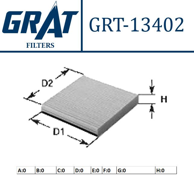 GRAT 13402 — KABİN FİLTRESİ (CITROEN C5 1.6HDI 2.0HDI 08-/ C6 PEUGEOT 407 05-)