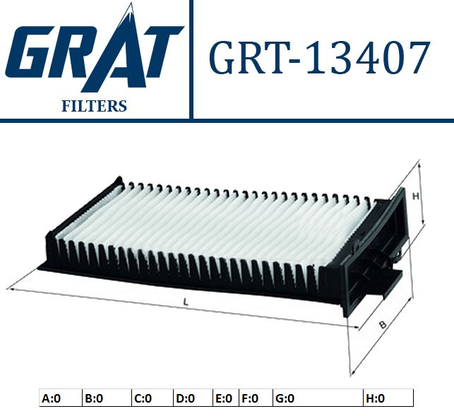 GRAT 13407 — KABİN FİLTRESİ (CITROEN C5 1.8 16V-2.0 HDI 01=/ (AC MANUEL)